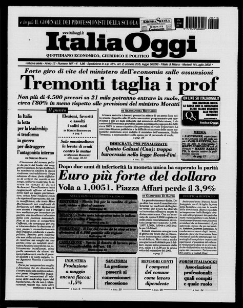 Italia oggi : quotidiano di economia finanza e politica